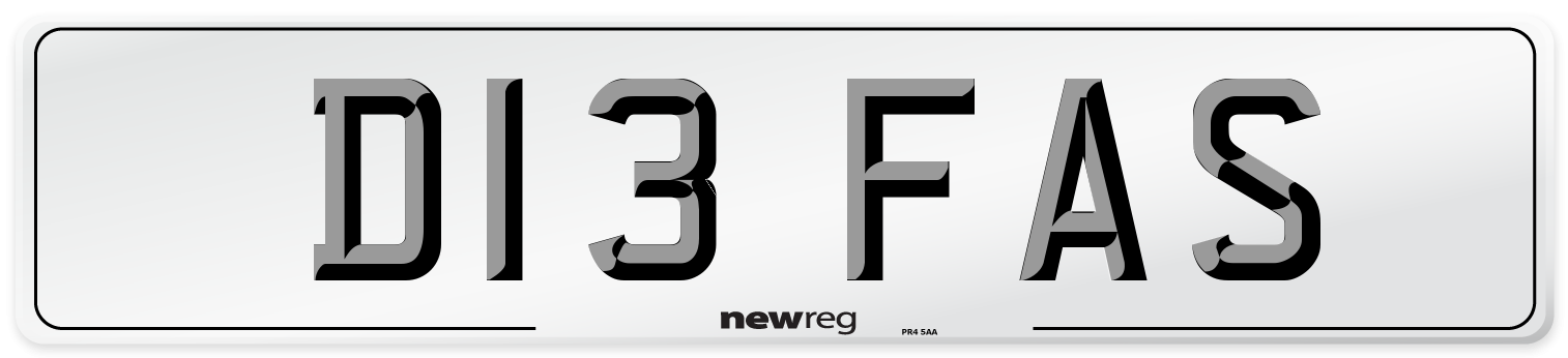 D13 FAS Number Plate from New Reg